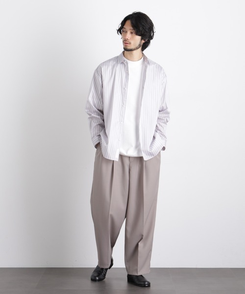 NANO universe（ナノユニバース）の「「OtoNANO」大人のワイドシャツレギュラーカラーストライプ長袖（シャツ/ブラウス・メンズ・サックスブルー/ライトグレー/ライトグリーン・L/M）」の8枚目の写真