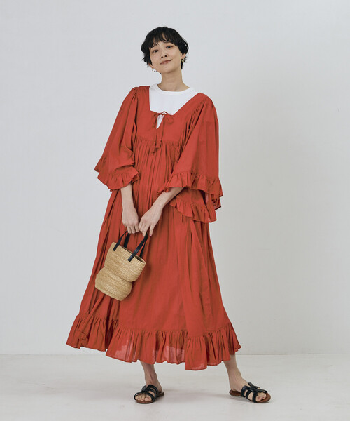 インドレーヨン花柄プリント刺繍ワンピース フリーダ フリークスストア Freada（フリーダ）の「Freada/フリーダ インドレーヨン花柄プリント