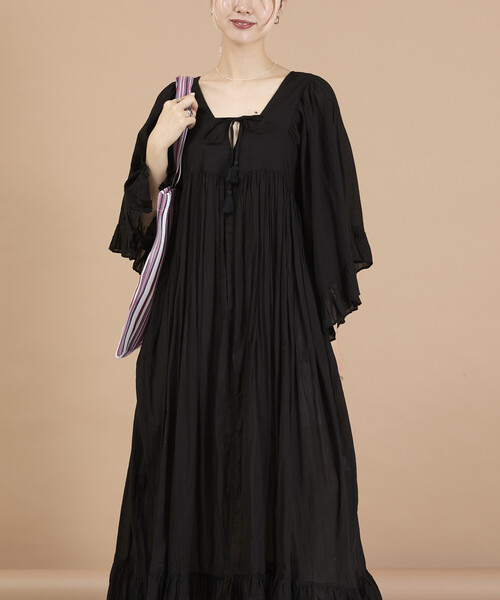 Freada(フリーダ)の「Freada/フリーダ インド スクエアネック フリルドレス(ワンピース・レディース・ブラック/レッド・ONE SIZE)」の16枚目の写真