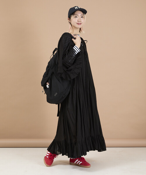 Freada(フリーダ)の「Freada/フリーダ インド スクエアネック フリルドレス(ワンピース・レディース・ブラック/レッド・ONE SIZE)」の8枚目の写真