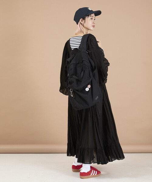 Freada(フリーダ)の「Freada/フリーダ インド スクエアネック フリルドレス(ワンピース・レディース・ブラック/レッド・ONE SIZE)」の5枚目の写真