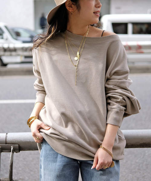 EVERYDAY I LIKE.(エヴリディアイライク)の「*ヴィンテージオフショルダープルオーバー(Tシャツ/カットソー・レディース・ベージュ/ブラック系その他・FREE)」の3枚目の写真