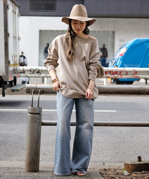 EVERYDAY I LIKE.(エヴリディアイライク)の「*ヴィンテージオフショルダープルオーバー(Tシャツ/カットソー・レディース・ベージュ/ブラック系その他・FREE)」の4枚目の写真