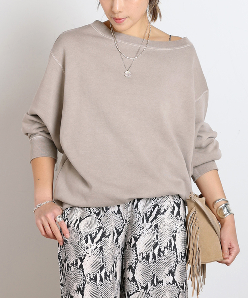 EVERYDAY I LIKE.(エヴリディアイライク)の「*ヴィンテージオフショルダープルオーバー(Tシャツ/カットソー・レディース・ベージュ/ブラック系その他・FREE)」の8枚目の写真