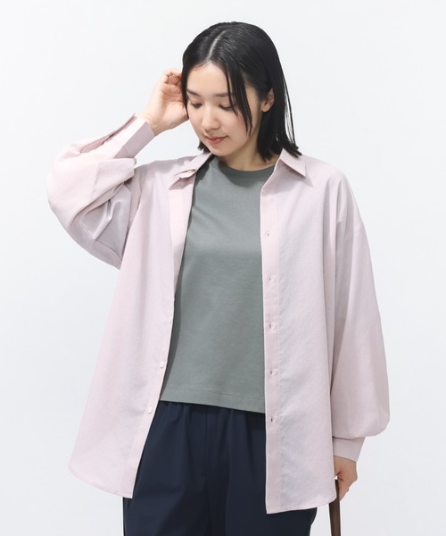 TIGORA（ティゴラ）の「ティゴラ TIGORA シアーシャツ（シャツ/ブラウス・レディース・サックスブルー/ピンク/ホワイト・S/M/L/XL）」の13枚目の写真