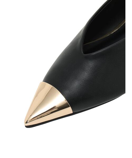 Te chichi(テチチ)の「ポインテッドメタルフラットシューズ(パンプス・レディース・チャコールグレー/ブラック・37/38)」の7枚目の写真