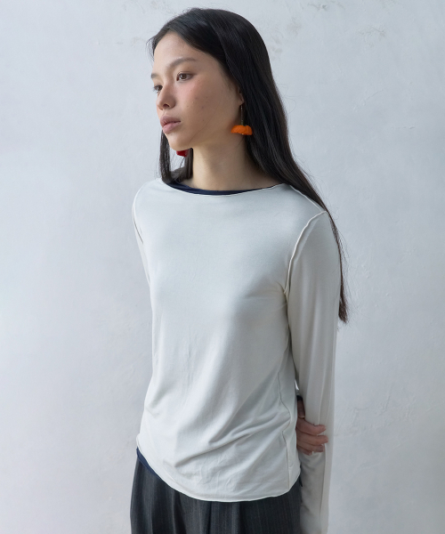 LETOILE(レトワール)の「レイヤードロングスリーブTシャツ(Tシャツ/カットソー・レディース・Beige/ミント/イエロー・FREE)」の4枚目の写真