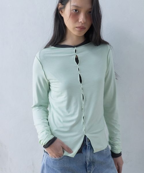 LETOILE(レトワール)の「レイヤードロングスリーブTシャツ(Tシャツ/カットソー・レディース・Beige/ミント/イエロー・FREE)」の5枚目の写真