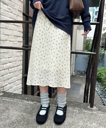 【umm./花柄&無地】生地シャーリングスカート