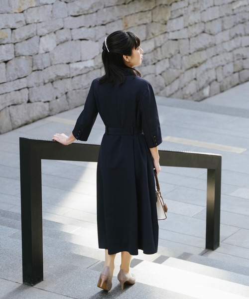 Sirin(シリン)の「カシュクール7分袖ワンピース【2サイズ展開】(ワンピース・レディース・ネイビー/ベージュ・SMALL/X-SMALL)」の4枚目の写真