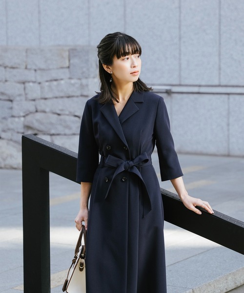 Sirin(シリン)の「カシュクール7分袖ワンピース【2サイズ展開】(ワンピース・レディース・ネイビー/ベージュ・SMALL/X-SMALL)」の6枚目の写真