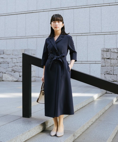 Sirin(シリン)の「カシュクール7分袖ワンピース【2サイズ展開】(ワンピース・レディース・ネイビー/ベージュ・SMALL/X-SMALL)」の3枚目の写真