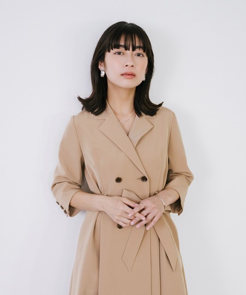 Sirin(シリン)の「カシュクール7分袖ワンピース【2サイズ展開】(ワンピース・レディース・ネイビー/ベージュ・SMALL/X-SMALL)」の14枚目の写真