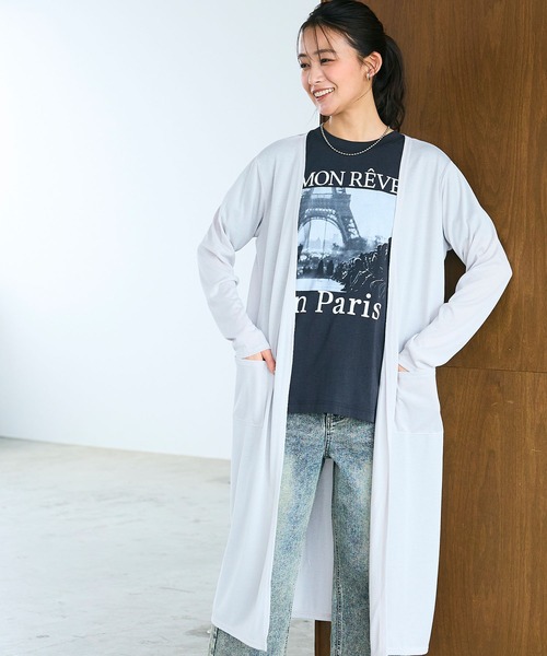 CROSS FUNCTION(クロスファンクション)の「《洗える》エブ楽 シアーVネックロングカーディガン【CROSS FUNCTION/クロスファンクション】(カーディガン/ボレロ・レディース・ブラック/オフホワイト/ネイビー/ライトグレー・M/L/LL)」の22枚目の写真