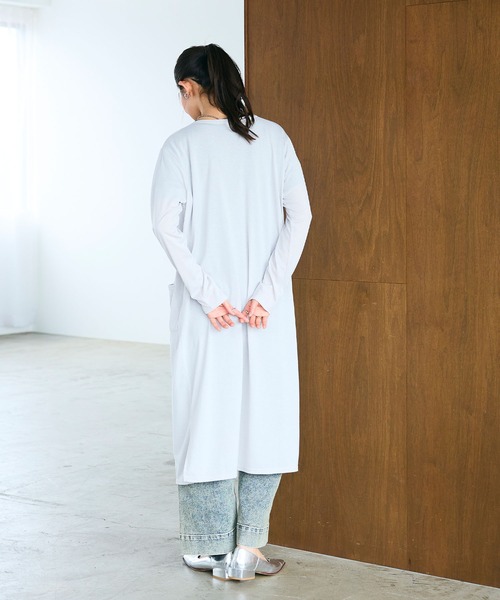 CROSS FUNCTION(クロスファンクション)の「《洗える》エブ楽 シアーVネックロングカーディガン【CROSS FUNCTION/クロスファンクション】(カーディガン/ボレロ・レディース・ブラック/オフホワイト/ネイビー/ライトグレー・M/L/LL)」の17枚目の写真