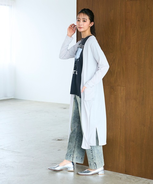 CROSS FUNCTION(クロスファンクション)の「《洗える》エブ楽 シアーVネックロングカーディガン【CROSS FUNCTION/クロスファンクション】(カーディガン/ボレロ・レディース・ブラック/オフホワイト/ネイビー/ライトグレー・M/L/LL)」の15枚目の写真