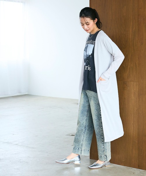 CROSS FUNCTION(クロスファンクション)の「《洗える》エブ楽 シアーVネックロングカーディガン【CROSS FUNCTION/クロスファンクション】(カーディガン/ボレロ・レディース・ブラック/オフホワイト/ネイビー/ライトグレー・M/L/LL)」の16枚目の写真