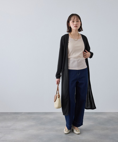 CROSS FUNCTION(クロスファンクション)の「《洗える》エブ楽 シアーVネックロングカーディガン【CROSS FUNCTION/クロスファンクション】(カーディガン/ボレロ・レディース・ブラック/オフホワイト/ネイビー/ライトグレー・M/L/LL)」の20枚目の写真