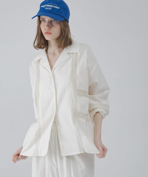 URBAN RESEARCH Sonny Label(アーバンリサーチサニーレーベル)の「ブロッキングレースコットンシャツジャケット(その他アウター・レディース・ブラック/ホワイト系その他・FREE)」の5枚目の写真