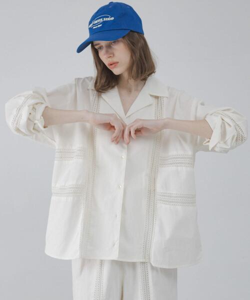 URBAN RESEARCH Sonny Label(アーバンリサーチサニーレーベル)の「ブロッキングレースコットンシャツジャケット(その他アウター・レディース・ブラック/ホワイト系その他・FREE)」の6枚目の写真