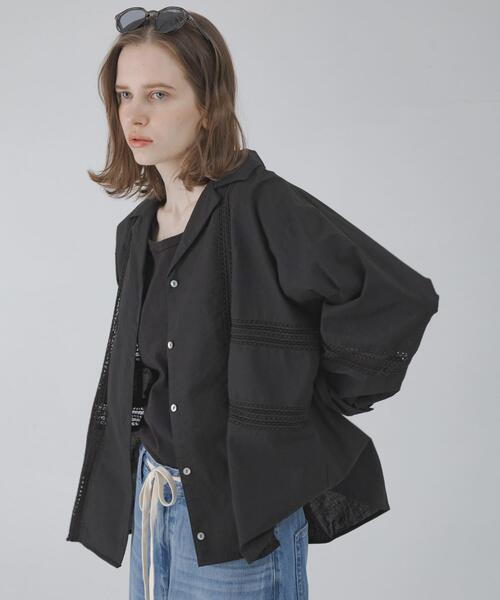URBAN RESEARCH Sonny Label(アーバンリサーチサニーレーベル)の「ブロッキングレースコットンシャツジャケット(その他アウター・レディース・ブラック/ホワイト系その他・FREE)」の13枚目の写真