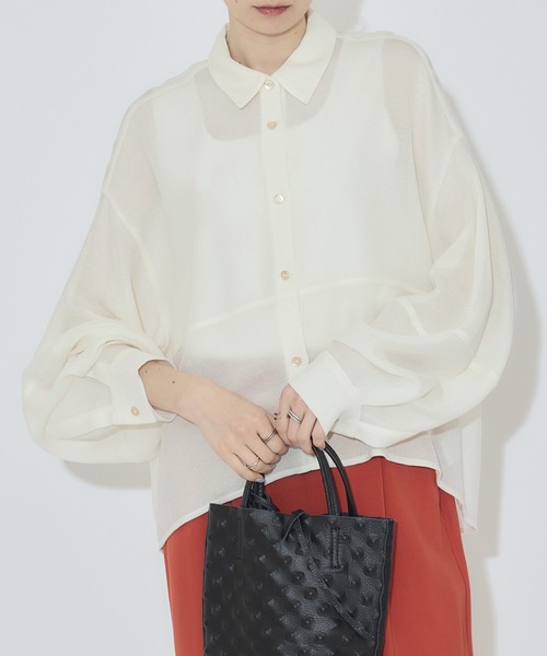 Paradise Picnic(パラダイスピクニック)の「cloche メッシュドライタッチブラウス(シャツ/ブラウス・レディース・ホワイト/ブラック/ブルー・FREE)」の2枚目の写真