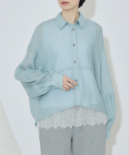 Paradise Picnic(パラダイスピクニック)の「cloche メッシュドライタッチブラウス(シャツ/ブラウス・レディース・ホワイト/ブラック/ブルー・FREE)」の3枚目の写真