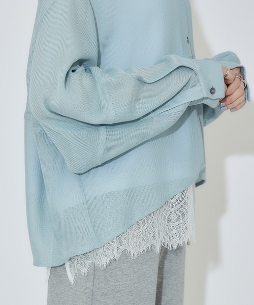 Paradise Picnic(パラダイスピクニック)の「cloche メッシュドライタッチブラウス(シャツ/ブラウス・レディース・ホワイト/ブラック/ブルー・FREE)」の19枚目の写真