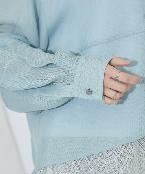 Paradise Picnic(パラダイスピクニック)の「cloche メッシュドライタッチブラウス(シャツ/ブラウス・レディース・ホワイト/ブラック/ブルー・FREE)」の18枚目の写真