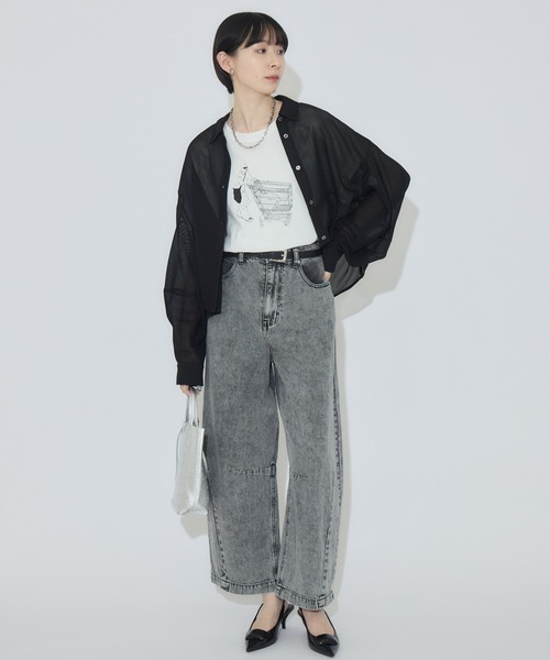 Paradise Picnic(パラダイスピクニック)の「cloche メッシュドライタッチブラウス(シャツ/ブラウス・レディース・ホワイト/ブラック/ブルー・FREE)」の7枚目の写真