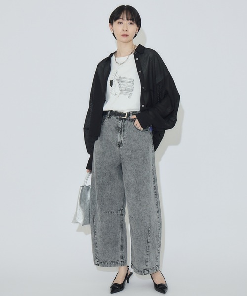 Paradise Picnic(パラダイスピクニック)の「cloche メッシュドライタッチブラウス(シャツ/ブラウス・レディース・ホワイト/ブラック/ブルー・FREE)」の8枚目の写真