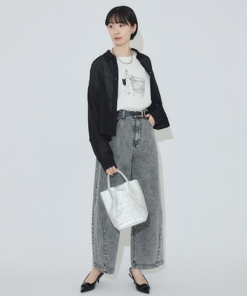 Paradise Picnic(パラダイスピクニック)の「cloche メッシュドライタッチブラウス(シャツ/ブラウス・レディース・ホワイト/ブラック/ブルー・FREE)」の9枚目の写真