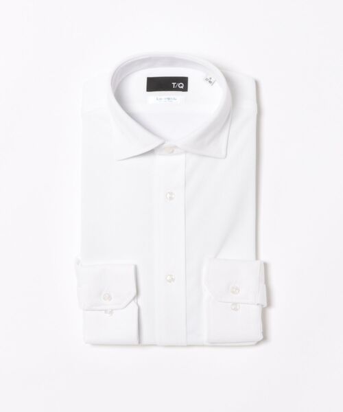 TAKA-Q（タカキュー）の「ワイシャツ メンズ ストレッチ 接触冷感 速乾 ノンアイロン アイスカプセル ワイドカラー 長袖 ビジネス ドレス NEWスタンダードフィット（ビジネスシャツ・メンズ・ホワイト・首回り37cm-裄丈80cm/首回り45cm-裄丈86cm/首回り39cm-裄丈80cm/首回り39cm-裄丈84cm/首回り41cm-裄丈82cm/首回り41cm-裄丈86cm/首回り43cm-裄丈82cm/首回り43cm-裄丈86cm）」の5枚目の写真
