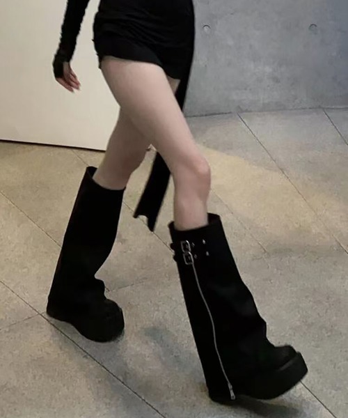 HALEY PESCA(ヘーリーペスカ)の「HALEY PESCA/厚底カバーロングブーツ(ブーツ・レディース・ブラック/ブラウン・40/38/36)」の11枚目の写真