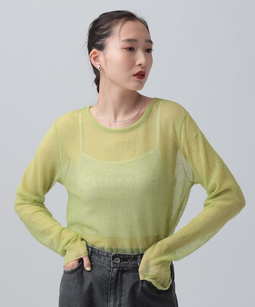 LEPSIM（レプシィム）の「シアープリーツデザインプルオーバー　639389（Tシャツ/カットソー・レディース・ライム/ブルー/チャコールグレー/アイボリー・FREE）」の3枚目の写真