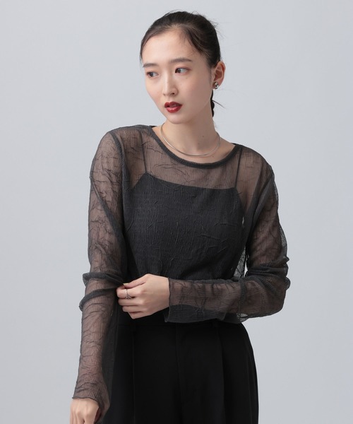 LEPSIM（レプシィム）の「シアープリーツデザインプルオーバー　639389（Tシャツ/カットソー・レディース・ライム/ブルー/チャコールグレー/アイボリー・FREE）」の2枚目の写真