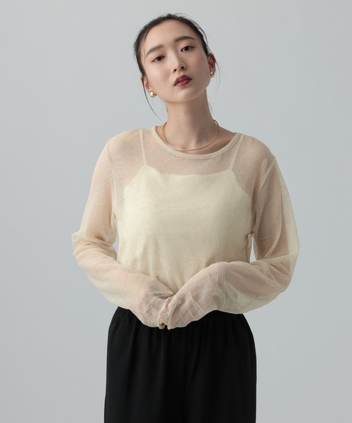 LEPSIM（レプシィム）の「シアープリーツデザインプルオーバー　639389（Tシャツ/カットソー・レディース・イエロー/ブルー/グレー/アイボリー・FREE）」の5枚目の写真