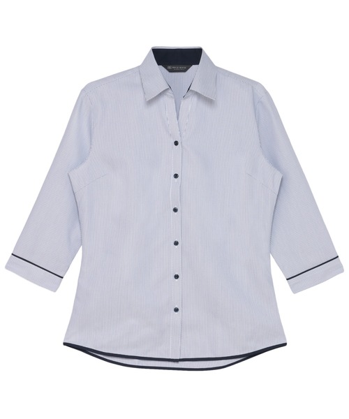 TOKYO SHIRTS(トウキョウシャツ)の「【透け防止】 形態安定ノンアイロン スキッパー 7分袖ビジネスワイシャツ(ビジネスシャツ・レディース・ブルー・S/M/L/LL/XL)」の1枚目の写真
