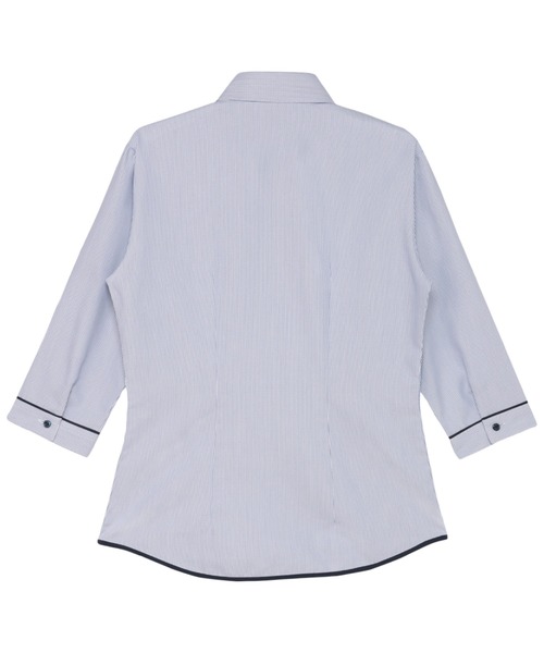 TOKYO SHIRTS(トウキョウシャツ)の「【透け防止】 形態安定ノンアイロン スキッパー 7分袖ビジネスワイシャツ(ビジネスシャツ・レディース・ブルー・S/M/L/LL/XL)」の2枚目の写真