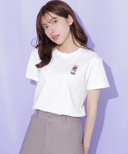 JILL by JILL STUART（ジルバイジルスチュアート）の「＜BEARシリーズ＞刺繍Tシャツオーガニックコットン（Tシャツ/カットソー・レディース・ネイビー/ピンク/グリーン/ホワイト・FREE）」の2枚目の写真