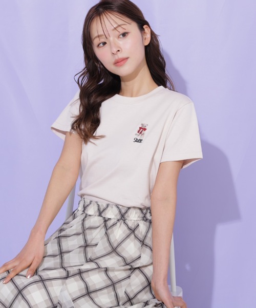JILL by JILL STUART（ジルバイジルスチュアート）の「＜BEARシリーズ＞刺繍Tシャツオーガニックコットン（Tシャツ/カットソー・レディース・ネイビー/ピンク/グリーン/ホワイト・FREE）」の6枚目の写真