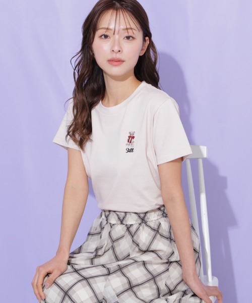 JILL by JILL STUART（ジルバイジルスチュアート）の「＜BEARシリーズ＞刺繍Tシャツオーガニックコットン（Tシャツ/カットソー・レディース・ネイビー/ピンク/グリーン/ホワイト・FREE）」の7枚目の写真