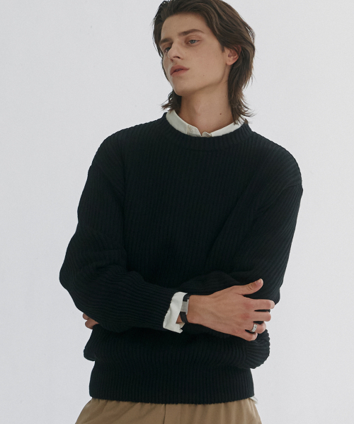 KNITTED(ニッティド)の「コットンミニマムラウンドニットBLACK(ニット/セーター・レディース・その他・LARGE/MEDIUM/X-LARGE)」の4枚目の写真