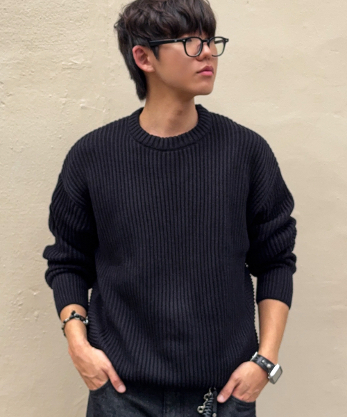 KNITTED(ニッティド)の「コットンミニマムラウンドニットBLACK(ニット/セーター・レディース・その他・LARGE/MEDIUM/X-LARGE)」の3枚目の写真