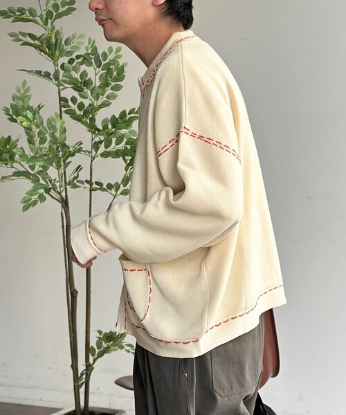 CPCM（シーピーシーエム）の「配色ステッチニットジップカーデ（カーディガン/ボレロ・メンズ・ネイビー/ブラウン/グリーン系/アイボリー・MEDIUM/LARGE）」の17枚目の写真