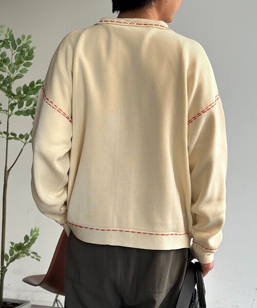 CPCM（シーピーシーエム）の「配色ステッチニットジップカーデ（カーディガン/ボレロ・メンズ・ネイビー/ブラウン/グリーン系/アイボリー・MEDIUM/LARGE）」の18枚目の写真