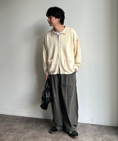 CPCM（シーピーシーエム）の「配色ステッチニットジップカーデ（カーディガン/ボレロ・メンズ・ネイビー/ブラウン/グリーン系/アイボリー・MEDIUM/LARGE）」の20枚目の写真