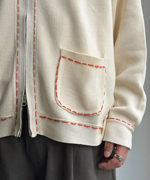 CPCM（シーピーシーエム）の「配色ステッチニットジップカーデ（カーディガン/ボレロ・メンズ・ネイビー/ブラウン/グリーン系/アイボリー・MEDIUM/LARGE）」の22枚目の写真