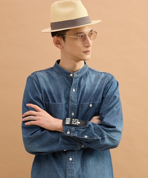 40ｃｔ＆525（フォーティーカラッツアンドゴーニーゴ）の「バンドカラーデニムシャツ（シャツ/ブラウス・メンズ・ネイビー/ブルー・02/03）」の4枚目の写真