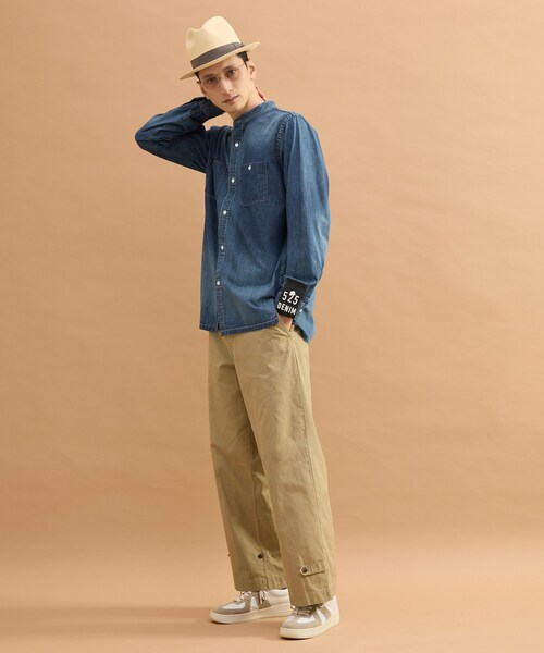 40ｃｔ＆525（フォーティーカラッツアンドゴーニーゴ）の「バンドカラーデニムシャツ（シャツ/ブラウス・メンズ・ネイビー/ブルー・02/03）」の7枚目の写真